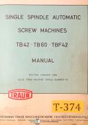 Traub-Traub TB Series, Automatic Lathe, Service Instructions Manual 1972-TB-TB 30-TB42-TB60-TBF 42-TBF42-TBH 60-TBH 80-06